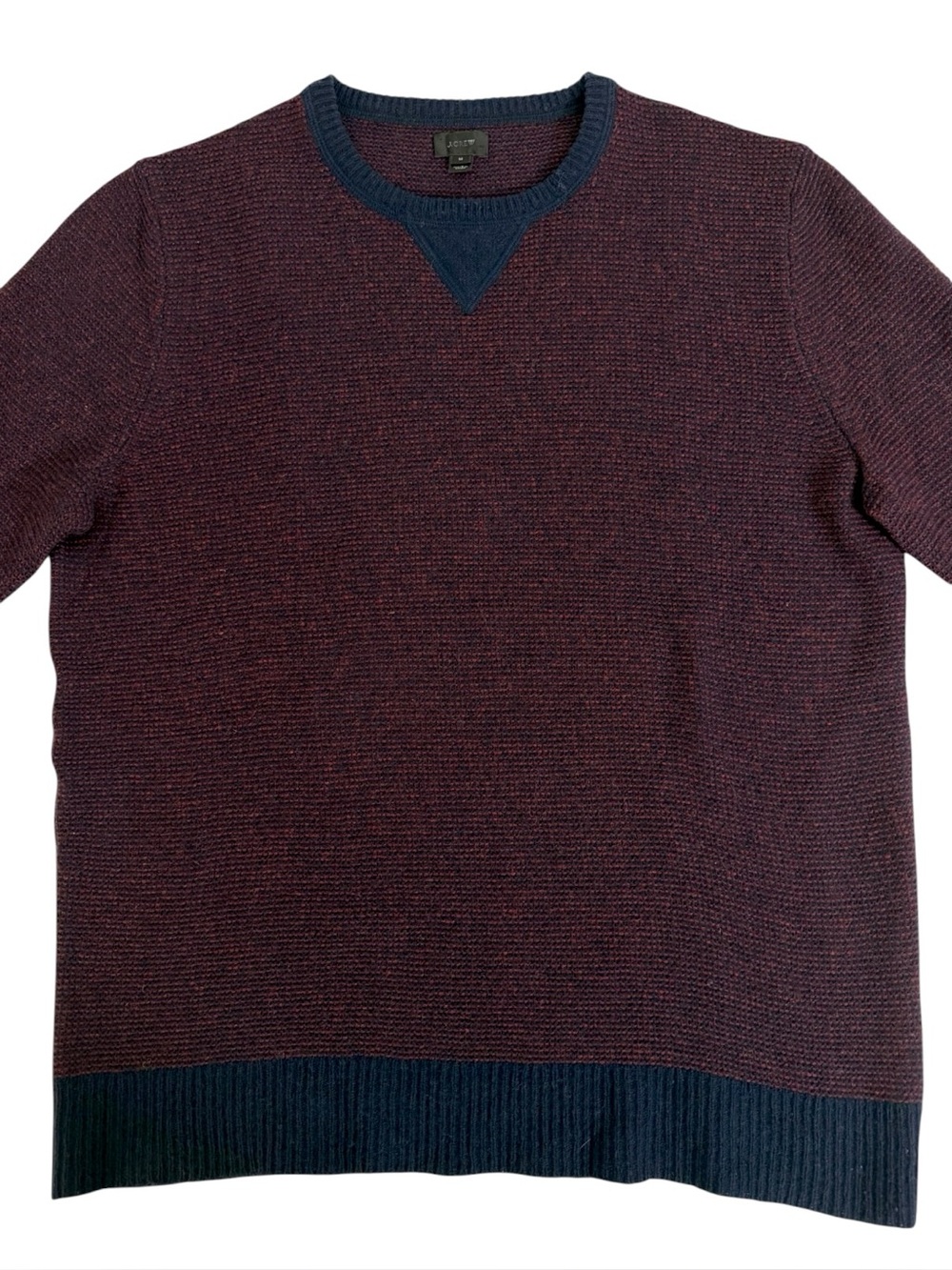 *Rare* J. Crew Sample Merino Waffle Knit Burgundy & Navy Crewneck Sweater Medium